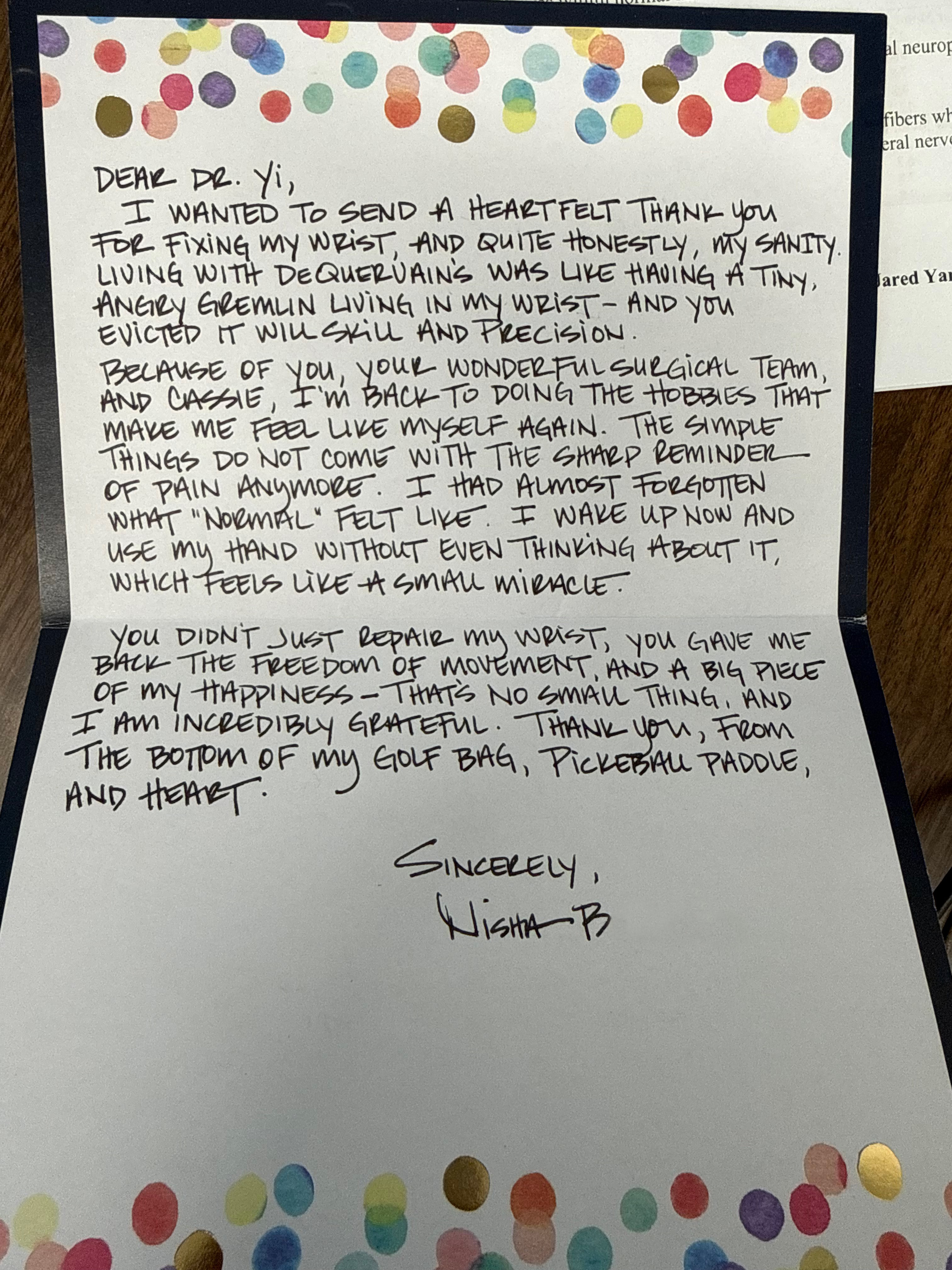 Nisha B - Thank you card